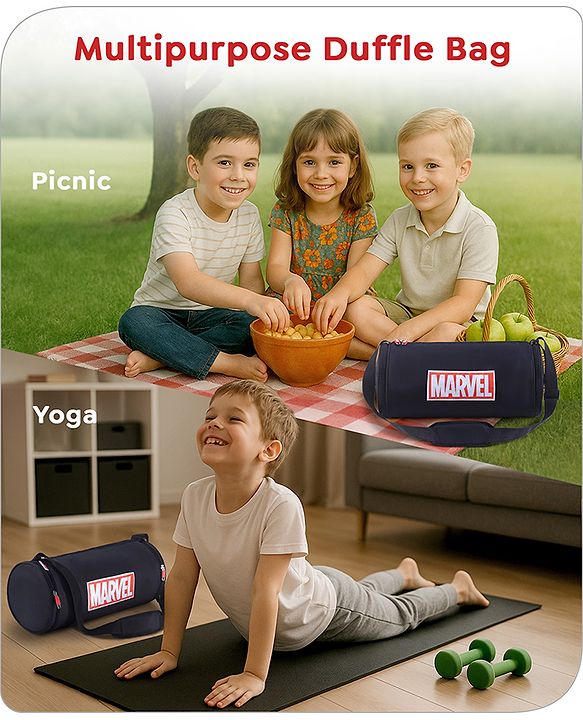 Babyhug Marvel Original Travel Bag - White| GYM Bag| Adjustable Shoulder Strap| Water Proof| Durable Zippers