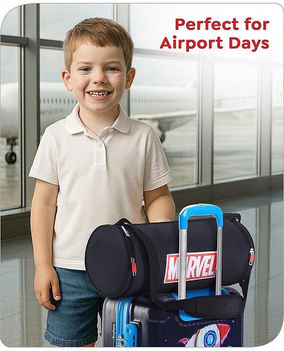 Babyhug Marvel Original Travel Bag - White| GYM Bag| Adjustable Shoulder Strap| Water Proof| Durable Zippers