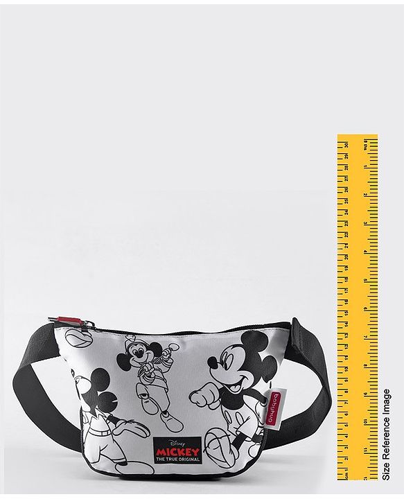 Babyhug Disney Spacious Waist Bag With Mickey Mouse Print - Black & White