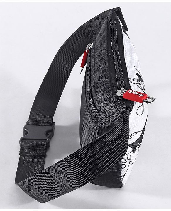 Babyhug Disney Spacious Waist Bag With Mickey Mouse Print - Black & White