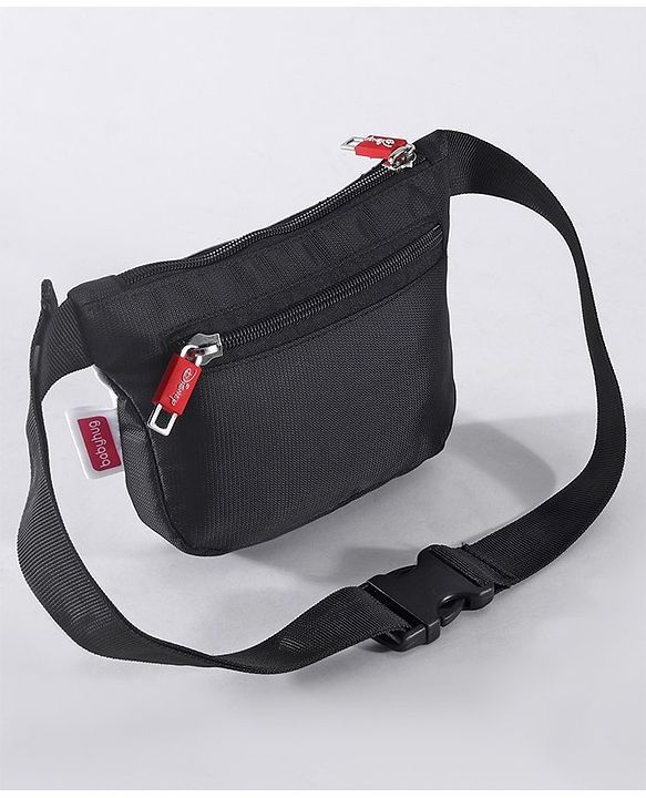 Babyhug Disney Spacious Waist Bag With Mickey Mouse Print - Black & White