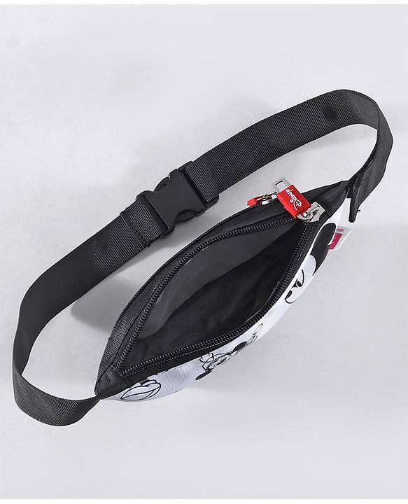 Babyhug Disney Spacious Waist Bag With Mickey Mouse Print - Black & White
