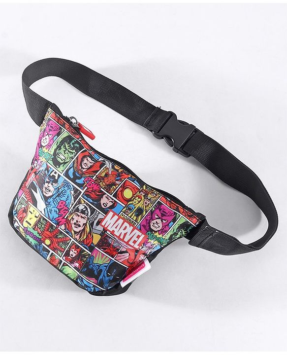 Babyhug Marvel Spacious Waist Bag With Avengers Print - Multicolour
