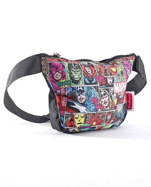 Babyhug Marvel Spacious Waist Bag With Avengers Print - Multicolour