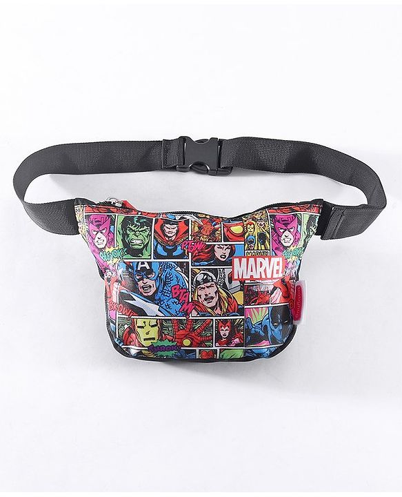 Babyhug Marvel Spacious Waist Bag With Avengers Print - Multicolour