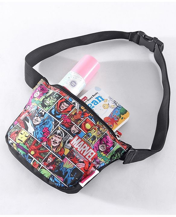 Babyhug Marvel Spacious Waist Bag With Avengers Print - Multicolour