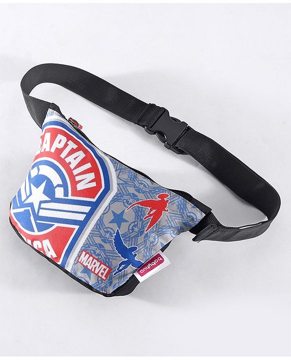 Babyhug Disney Spacious Waist Bag With Mickey Mouse Print - Black & White