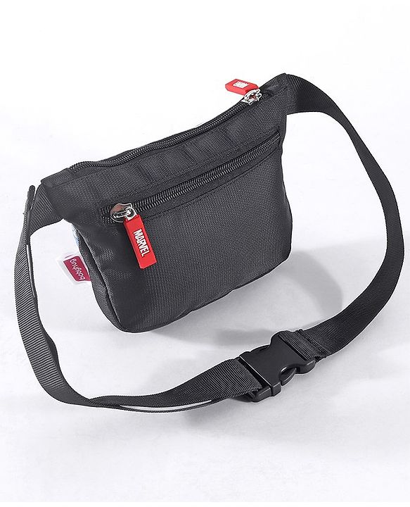Babyhug Disney Spacious Waist Bag With Mickey Mouse Print - Black & White