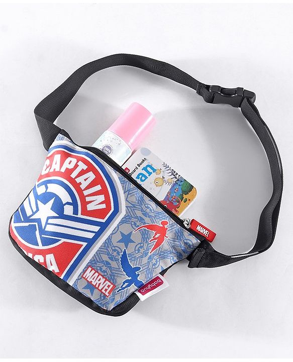Babyhug Disney Spacious Waist Bag With Mickey Mouse Print - Black & White