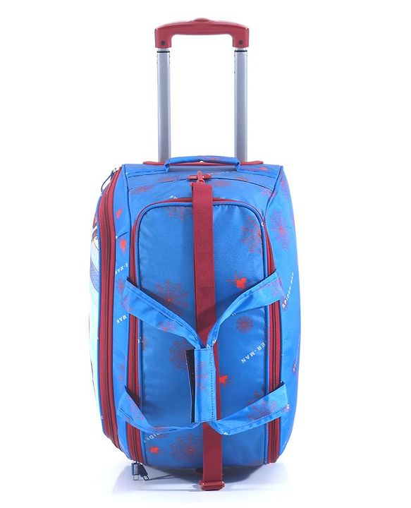 Babyhug Marvel Spider Man Kids Travel Duffel Trolley Bag - Blue| Stylsh & Practical| Durable Zippers| Smooth Wheels| Telescopic Trolley Handle| Adjustable Shoulder Strap