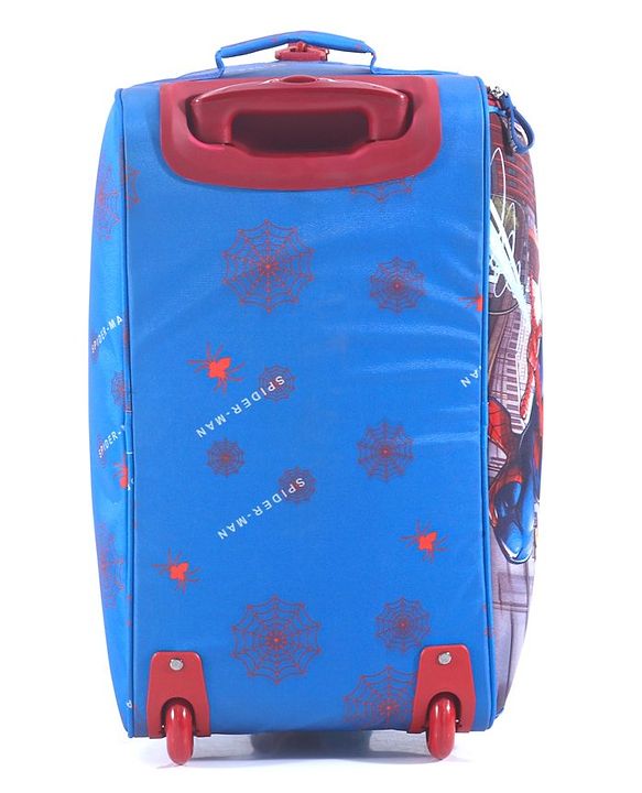 Babyhug Marvel Spider Man Kids Travel Duffel Trolley Bag - Blue| Stylsh & Practical| Durable Zippers| Smooth Wheels| Telescopic Trolley Handle| Adjustable Shoulder Strap