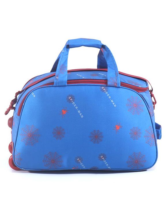 Babyhug Marvel Spider Man Kids Travel Duffel Trolley Bag - Blue| Stylsh & Practical| Durable Zippers| Smooth Wheels| Telescopic Trolley Handle| Adjustable Shoulder Strap