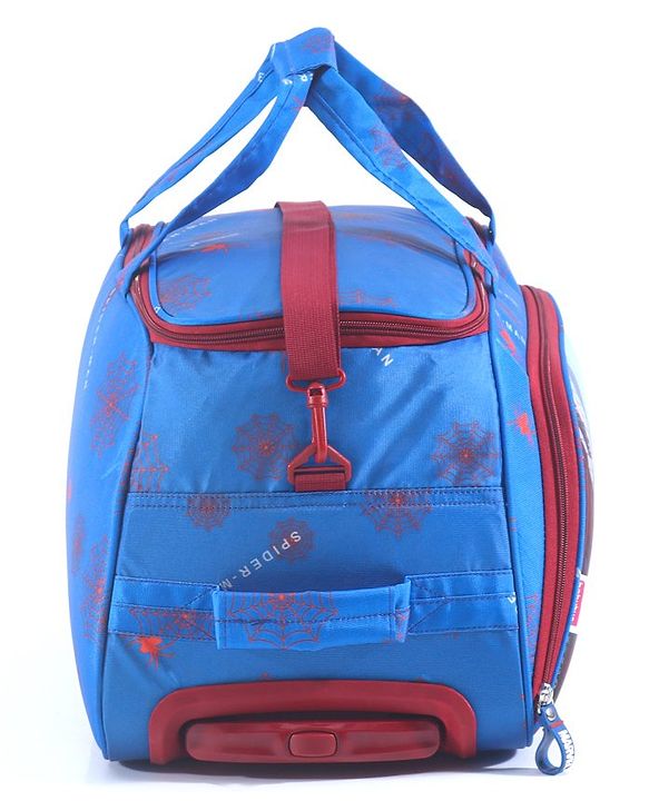 Babyhug Marvel Spider Man Kids Travel Duffel Trolley Bag - Blue| Stylsh & Practical| Durable Zippers| Smooth Wheels| Telescopic Trolley Handle| Adjustable Shoulder Strap