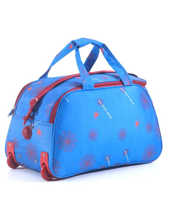 Babyhug Marvel Spider Man Kids Travel Duffel Trolley Bag - Blue| Stylsh & Practical| Durable Zippers| Smooth Wheels| Telescopic Trolley Handle| Adjustable Shoulder Strap