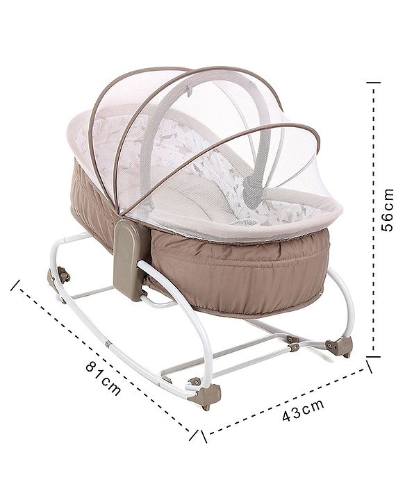 Babyhug Opal 3 in 1 Cozy Manual Rocker cum Sleeper With Mosquito Net- Beige(Without Toys)