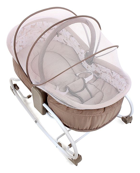 Babyhug Opal 3 in 1 Cozy Manual Rocker cum Sleeper With Mosquito Net- Beige(Without Toys)
