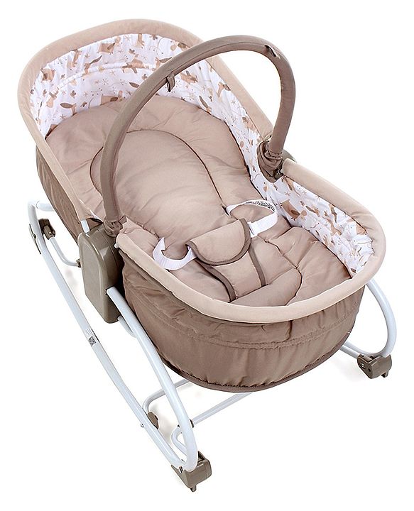 Babyhug Opal 3 in 1 Cozy Manual Rocker cum Sleeper With Mosquito Net- Beige(Without Toys)