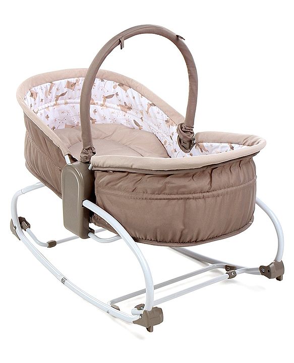 Babyhug Opal 3 in 1 Cozy Manual Rocker cum Sleeper With Mosquito Net- Beige(Without Toys)