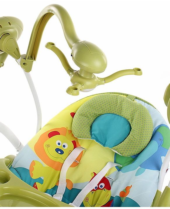 Babyhug Gaiety Electronic Swing With Timer & 5 Point Safety Harness - Blue Green( Without Hanging Toys)