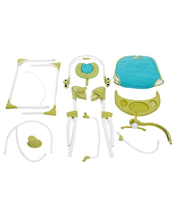 Babyhug Gaiety Electronic Swing With Timer & 5 Point Safety Harness - Blue Green( Without Hanging Toys)