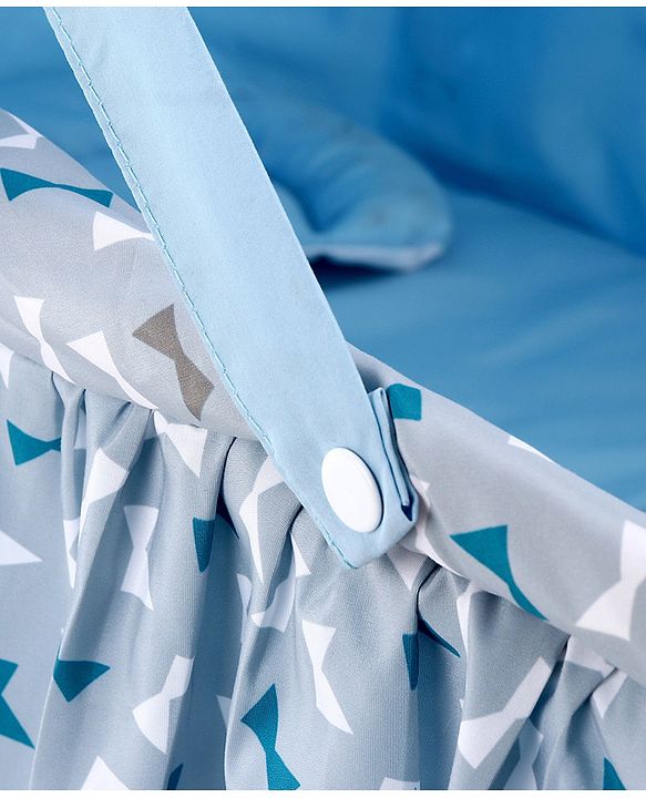 Babyhug Beryl Electronic Auto Swing Cradle with Remote Control - Blue| Pre-loaded Music| Off Timer| Removable Mosquito Net| Battery & DC Operation| Remote Control| Soft Mattress with Pillow| Safety Harness| 5 Swing Speed