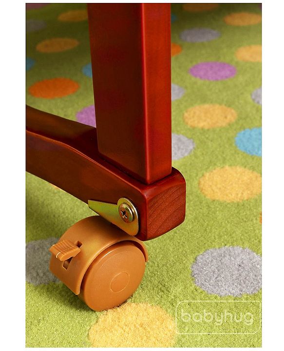 Babyhug Florence 3 in 1 Rocking Cot Cum Junior Bed  Cherry| Solid Pinewood| Adjustable Height| Storage Space| Foldable Side Rail| Teething Rails| Wheels with Lock| Convert to Study Table| Mosquito Net