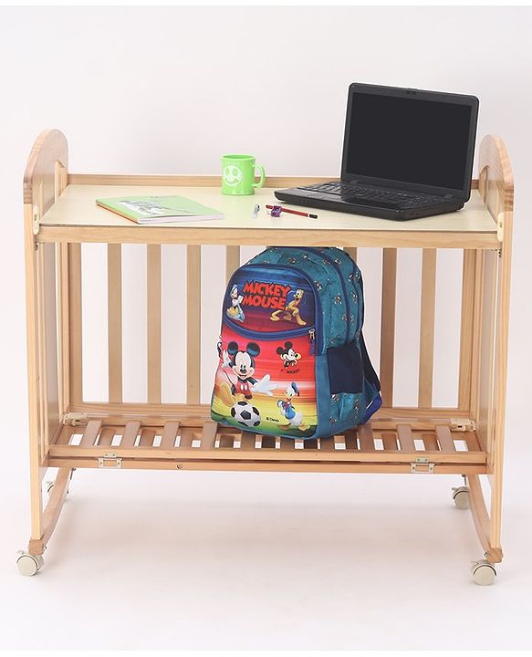 Babyhug Chester 3 in 1 Rocking Cot Cum Junior Bed with Mattress - Dark Brown| Coir Mattress| Openable Side Rail| Wheels with Lock| Storage Space| Mosquito Net| Easy to Assemble