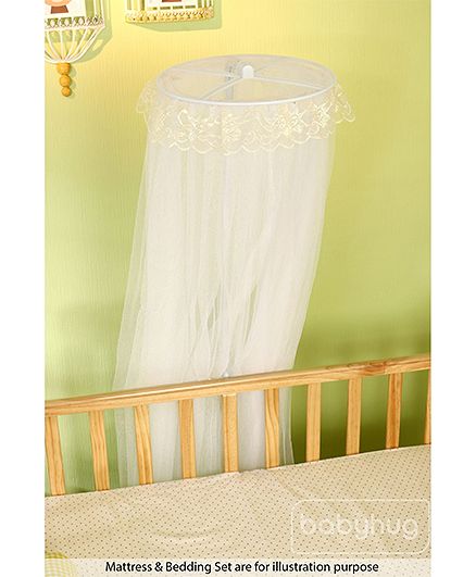 Babyhug Hamilton Wooden Cot with Mosquito Net & Storage Space - Natural Finish| Adjustable Height| Wheels with Lock| Openable Side Rail| Openable Headboard| New Zealand Pinewood