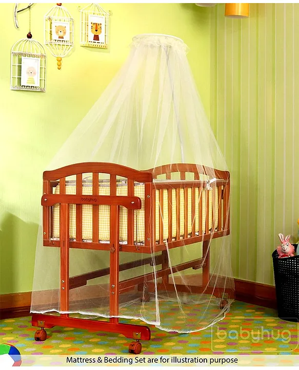 Babyhug Ionia Wooden Cradle With Mosquito Net Cherry Online in India Buy at Best Price from FirstCry 1694305