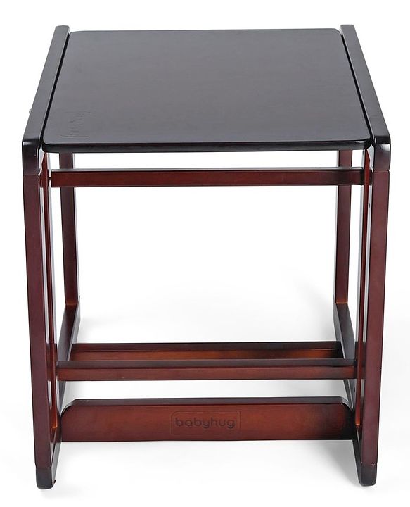 Babyhug Verona 2 In 1 Wooden High Chair With Removable Cushioned Seat & 2 Point Safety Harness - Dark Brown