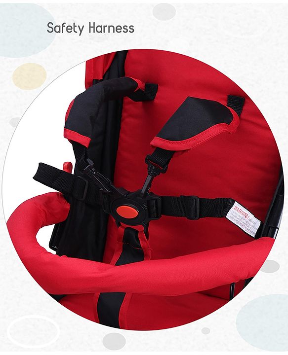 Babyhug Agile Baby Light Weight Stroller Buggy With Umbrella Fold (No Reclining Position) - Red & Black