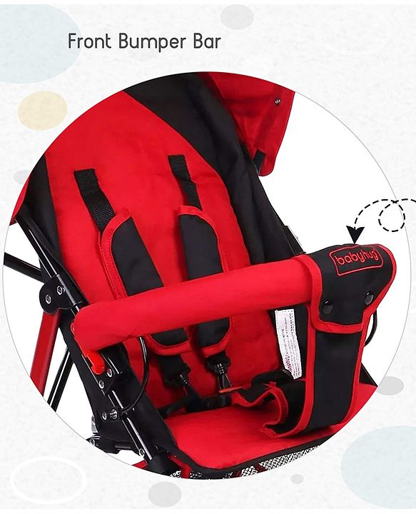 Babyhug Agile Baby Light Weight Stroller Buggy With Umbrella Fold (No Reclining Position) - Red & Black