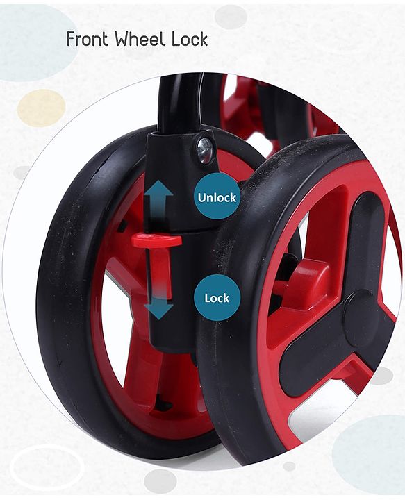 Babyhug Agile Baby Light Weight Stroller Buggy With Umbrella Fold (No Reclining Position) - Red & Black