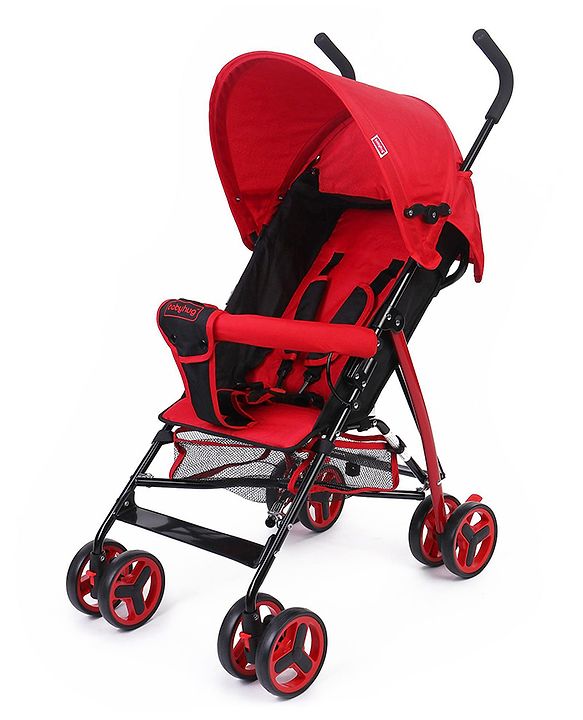 Babyhug Agile Baby Light Weight Stroller Buggy With Umbrella Fold (No Reclining Position) - Red & Black