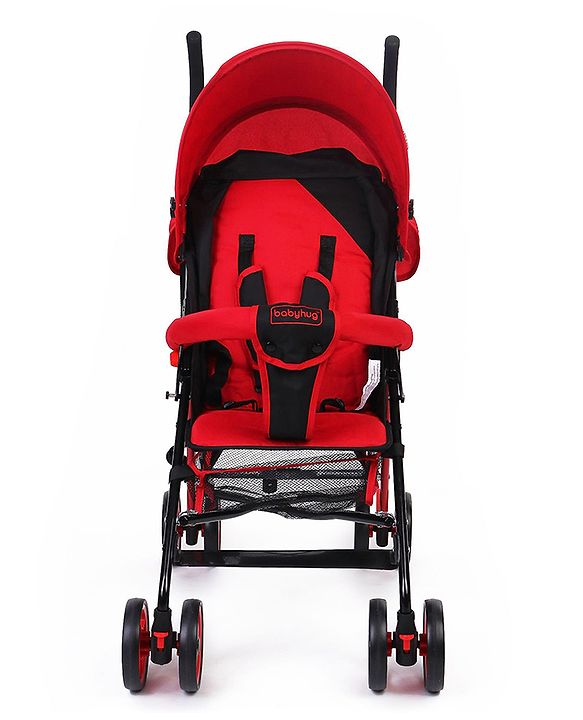 Babyhug Agile Baby Light Weight Stroller Buggy With Umbrella Fold (No Reclining Position) - Red & Black