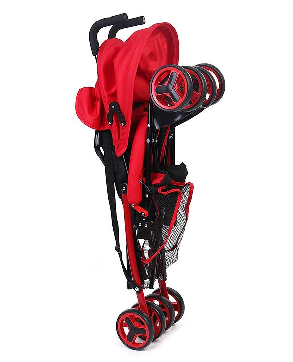 Babyhug Agile Baby Light Weight Stroller Buggy With Umbrella Fold (No Reclining Position) - Red & Black