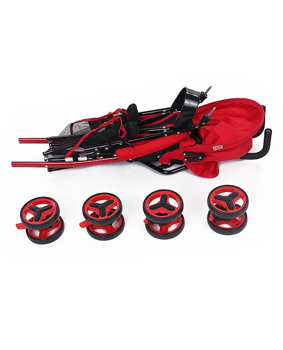 Babyhug Agile Baby Light Weight Stroller Buggy With Umbrella Fold (No Reclining Position) - Red & Black