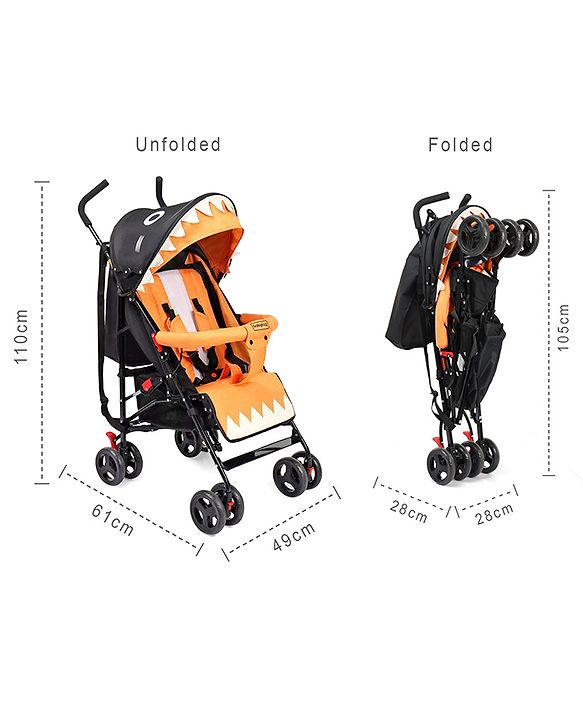 Babyhug Lil Monsta Stroller With Adjustable Leg Rest (No Reclining Position) - Orange & Black