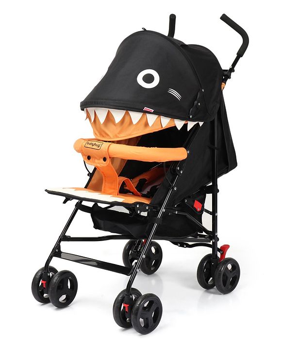 Babyhug Lil Monsta Stroller With Adjustable Leg Rest (No Reclining Position) - Orange & Black