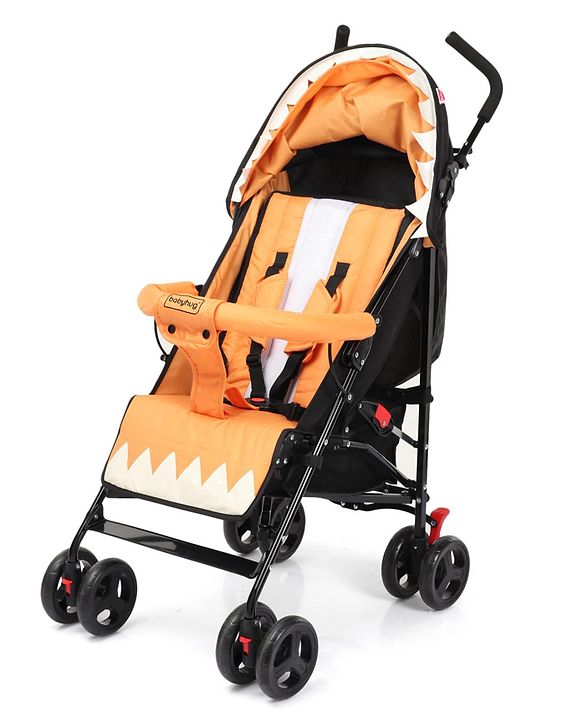 Babyhug Lil Monsta Stroller With Adjustable Leg Rest (No Reclining Position) - Orange & Black