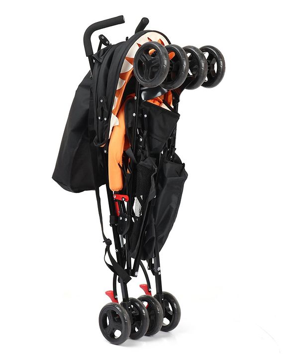 Babyhug Lil Monsta Stroller With Adjustable Leg Rest (No Reclining Position) - Orange & Black