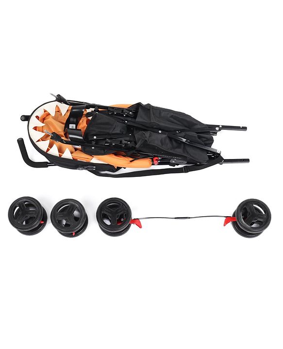 Babyhug Lil Monsta Stroller With Adjustable Leg Rest (No Reclining Position) - Orange & Black
