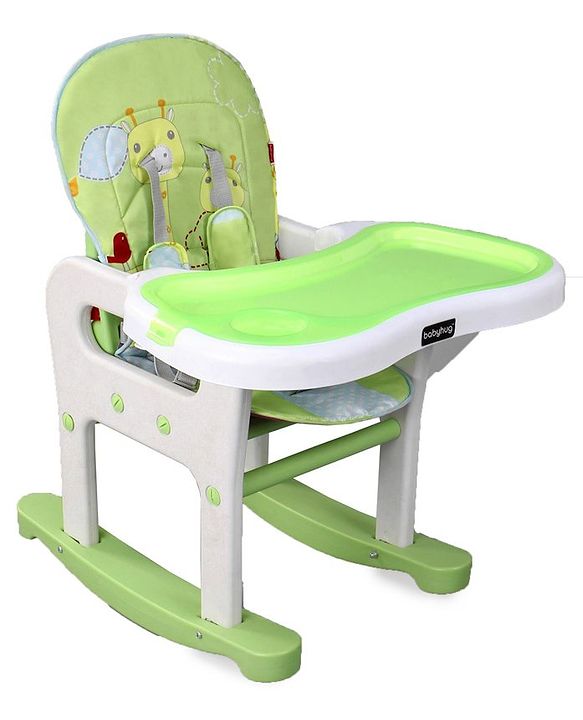 Babyhug Dolce Vita 3 in 1 High Chair With Caster Wheels & 5 Point Safety Harness - Green