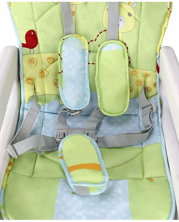Babyhug Dolce Vita 3 in 1 High Chair With Caster Wheels & 5 Point Safety Harness - Green