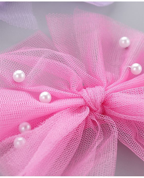 Babyhug Free Size Headbands With Bow Applique Pack of 3 - Pink & Purple