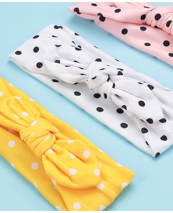 Babyhug Headbands with Bow Applique Pack of 3 - Pink White & Yellow
