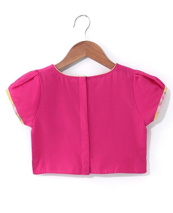 Babyhug Short Sleeves Embroidered Choli with Floral Print Lehenga and Dupatta Set- Yellow