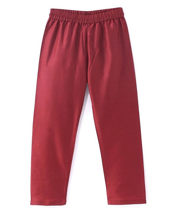 Babyhug 100% Cotton Woven Full Sleeves Cambric Kurta Pyjama Set With Mirror Embroided Jacket  -Red