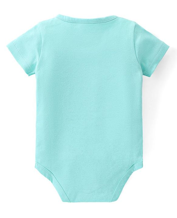Babyhug Disney Interlock Knit Half Sleeves Onesie with Disney Princess Graphics - Blue