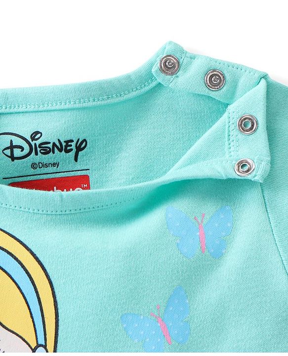 Babyhug Disney Interlock Knit Half Sleeves Onesie with Disney Princess Graphics - Blue
